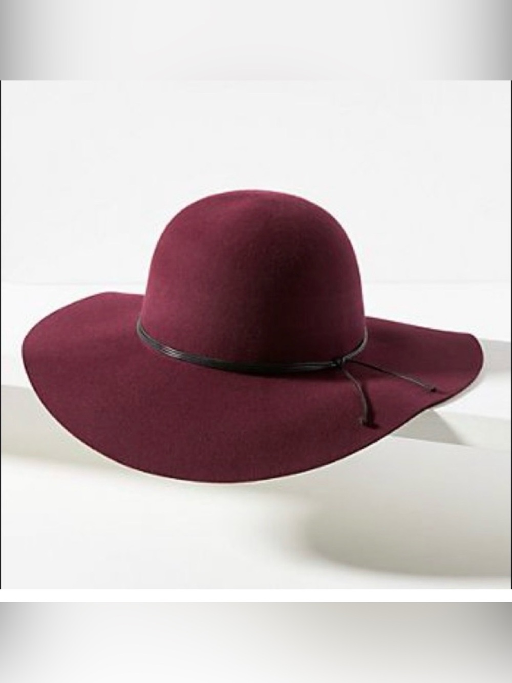 Anthropologie Joanna Felted Wool Burgundy Floppy Hat